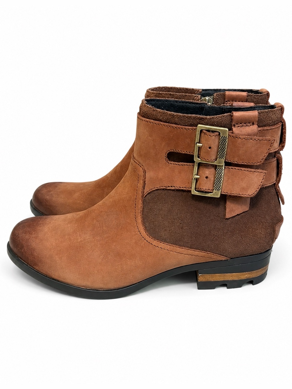 Sorel • Lolla Brown Leather Ankle Booties